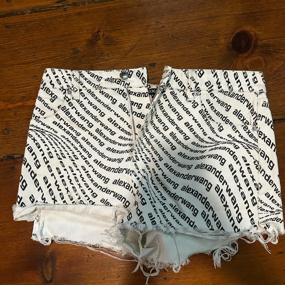 Alexander Wang White and Black Jean Shorts Zebra Print